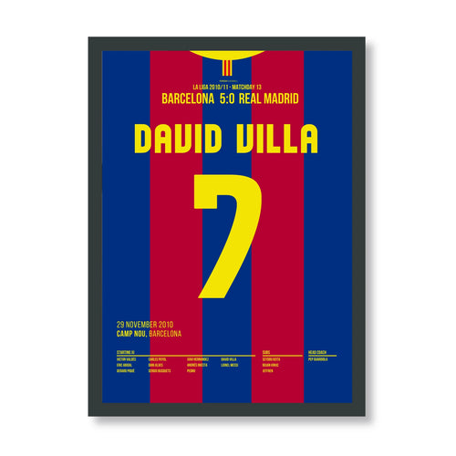 David Villa Barca Poster mit schwarzem Rahmen