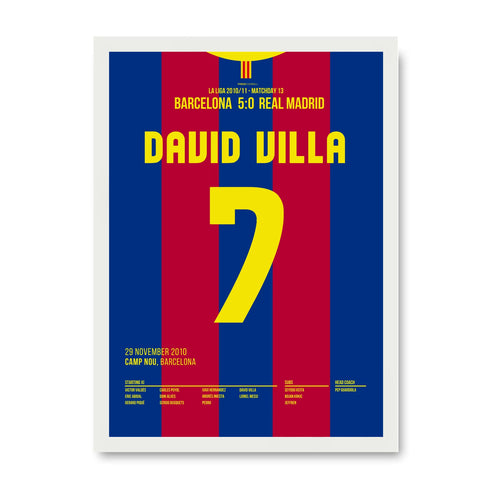 David Villa Barca Poster mit weissem Rahmen