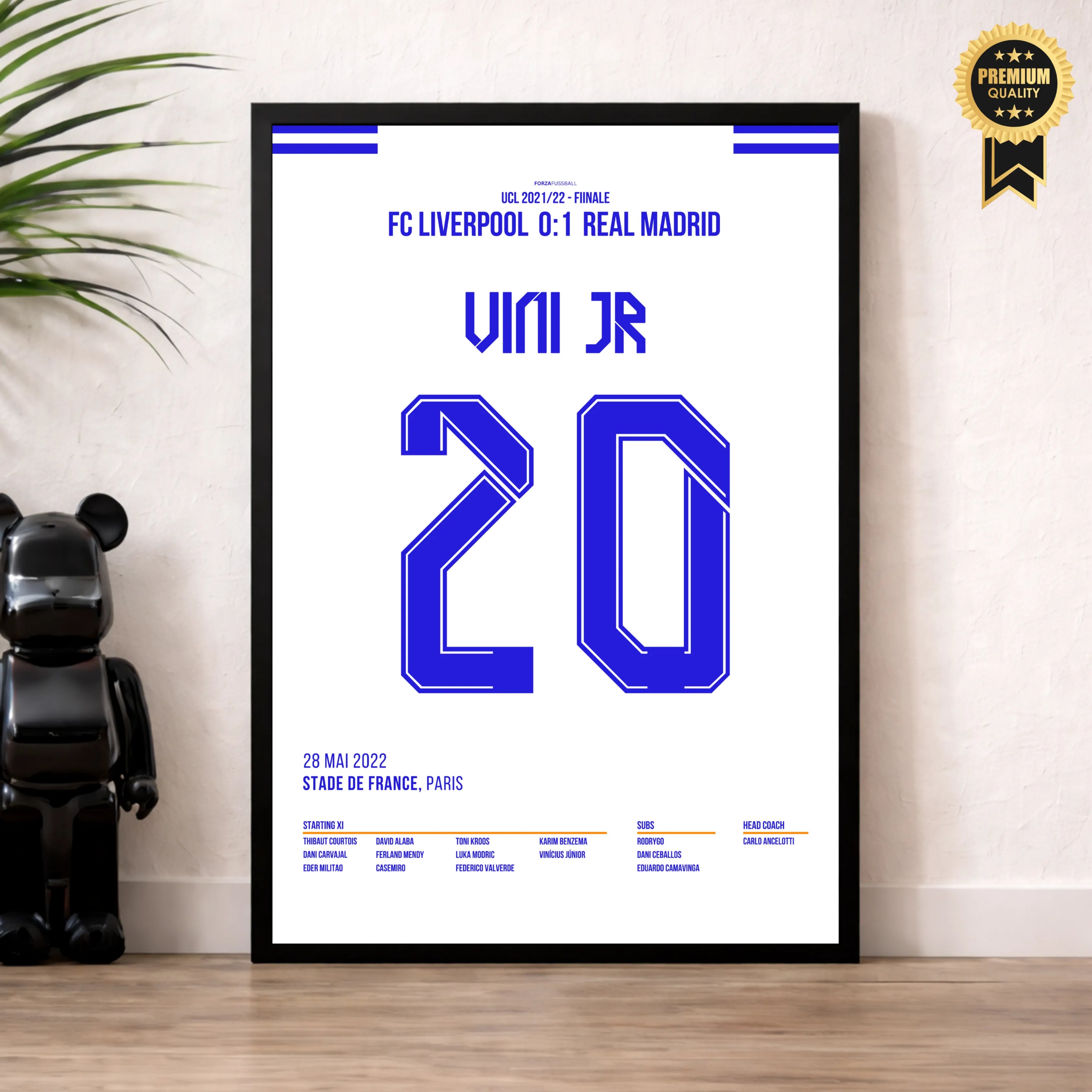 Vini Jr entscheidet das Champions League Finale gegen Liverpool Fußball Poster mit Rahmen