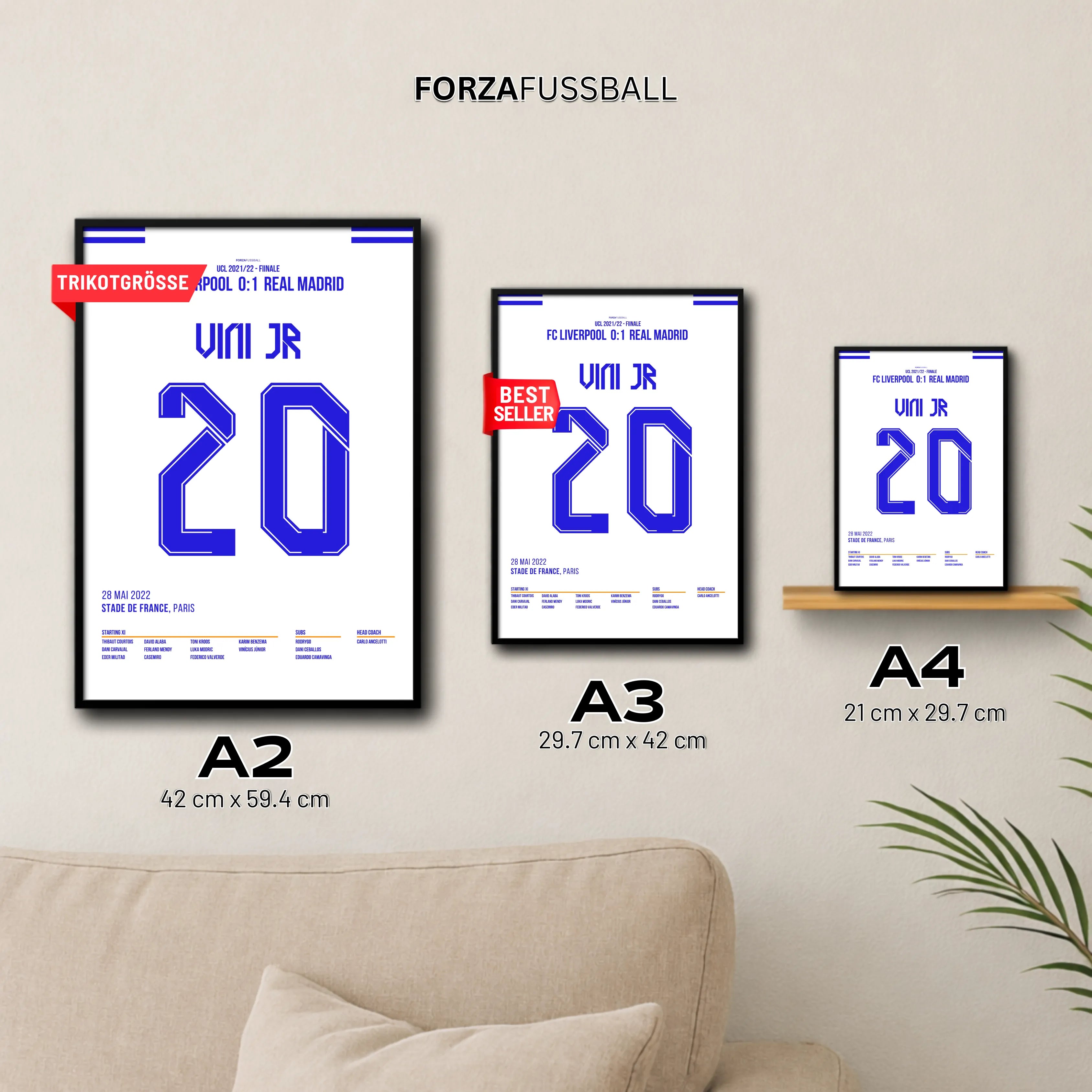 Vini Jr entscheidet das Champions League Finale gegen Liverpool Fußball Poster mit Rahmen