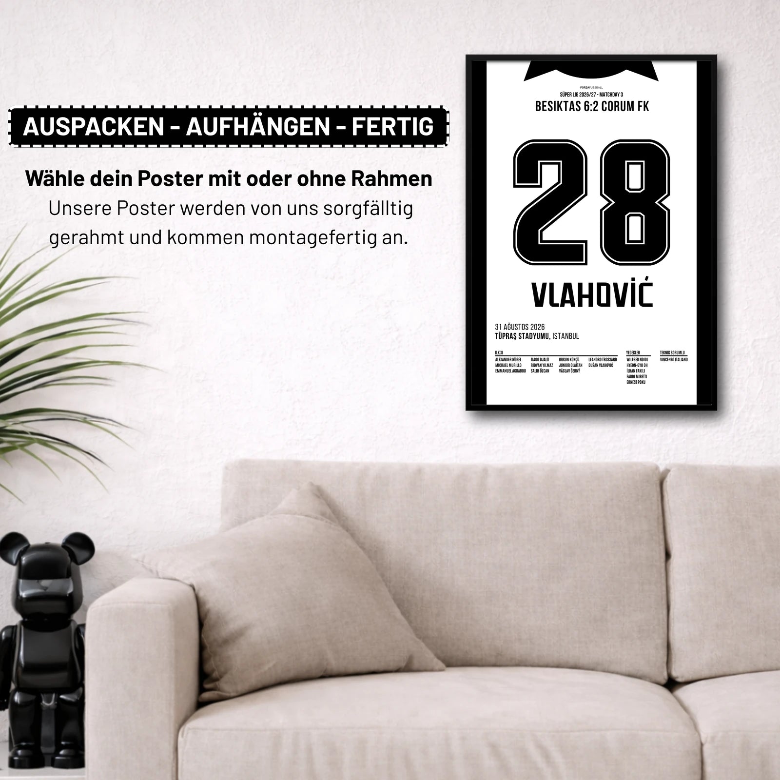 Poster kommt fertig gerahmt und montagefertig an