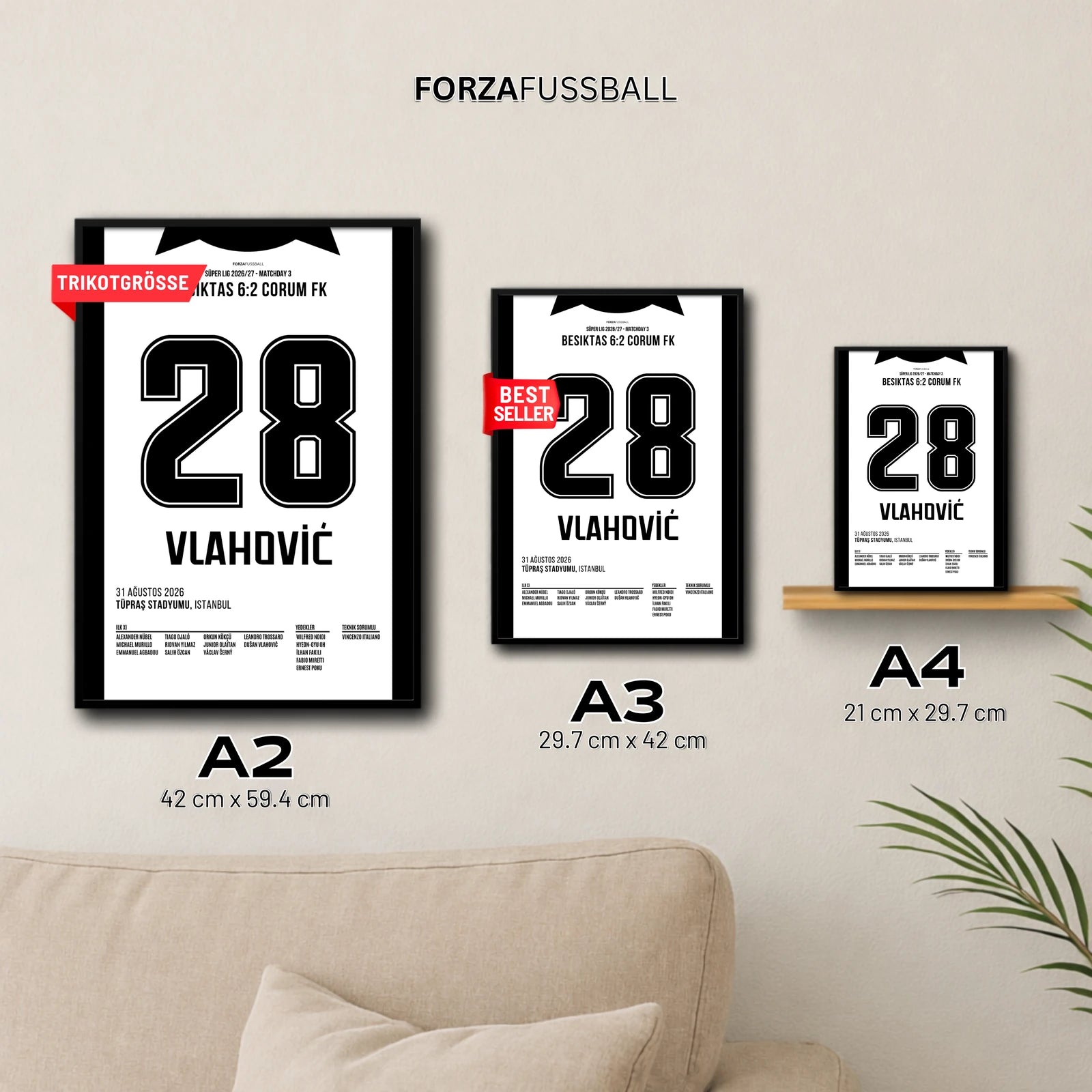 Vlahović Besiktas Poster in A2, A3 und A4