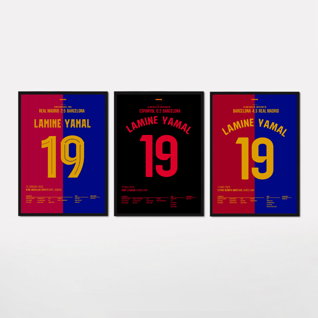 Lamine Yamal 19 Bundle Fußball Poster mit Rahmen